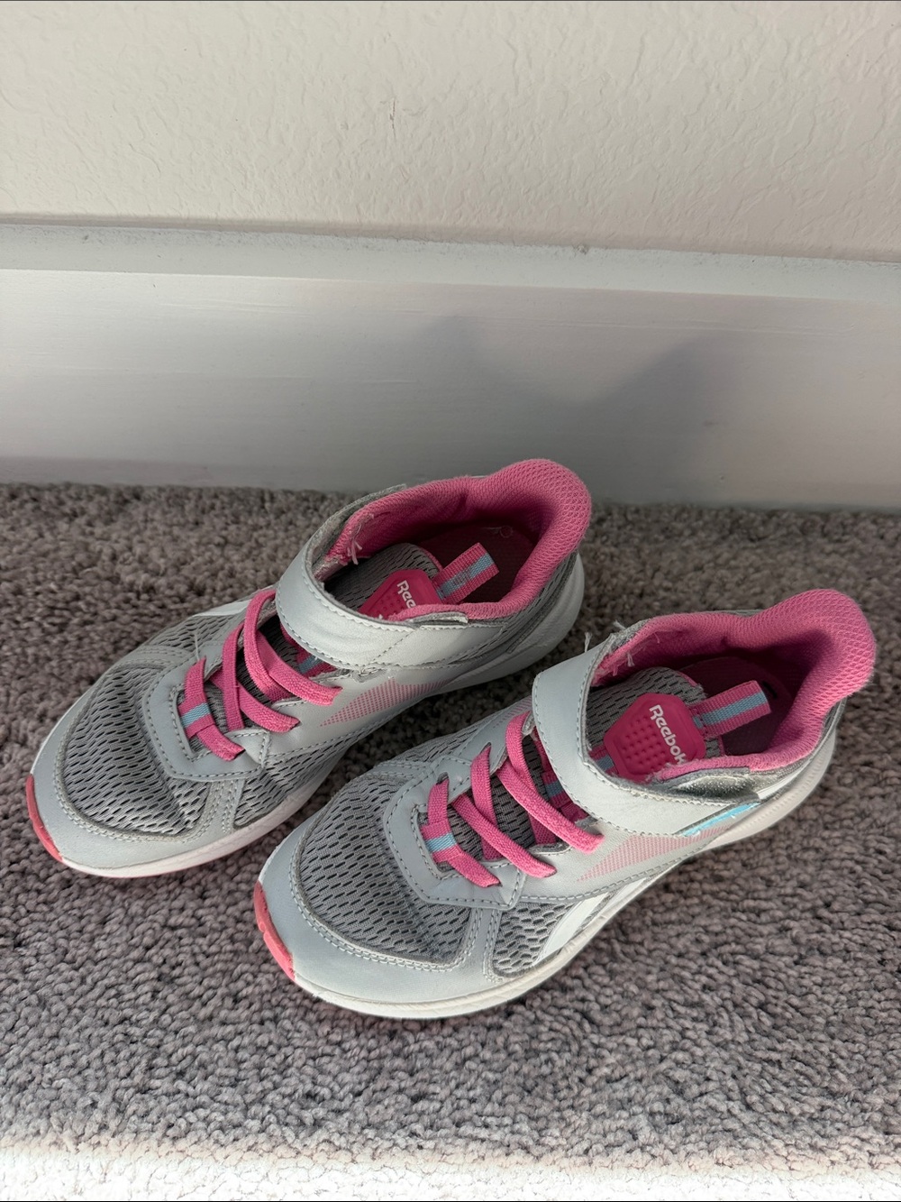 Reebok Kids Gray and Pink Lace-Style Hook & Loop Sneakers